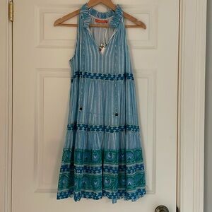 Oliphant sleeveless cotton blue dress